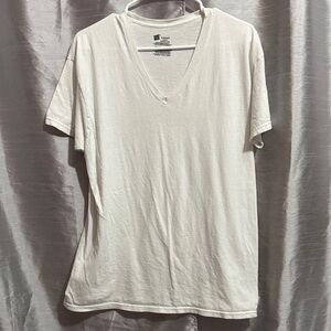 Hanes Men's Cream V-Neck T-Shirt